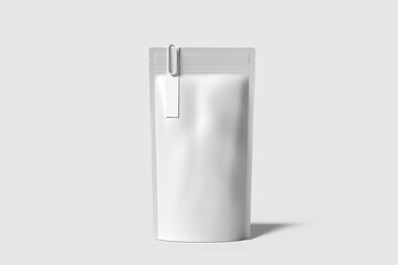 Blank pouch mockup label with background grey 