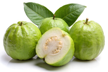 guava fruits isolated on white background - fresh guava fruits 