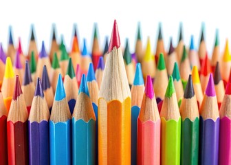 Fototapeta premium Sharpened Pencil Standing Out Among Unsharpened Ones