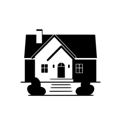 Modern House Exterior: Simple Black and White House Design.  Perfect for real estate, architecture, and home design projects.