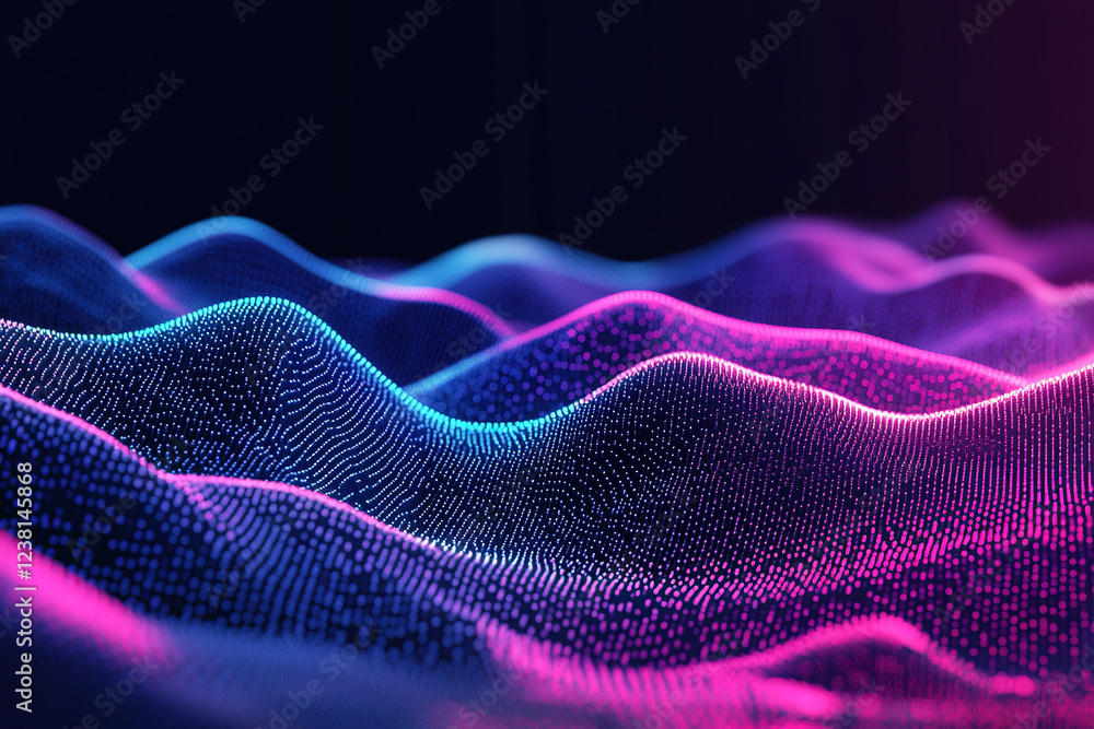 Poster colorful abstract waves of light create a dynamic visual landscape in a digital space