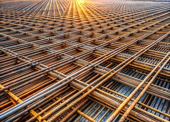Long Exposure Shot of Steel Mesh Mats Used in Building Construction - 2929