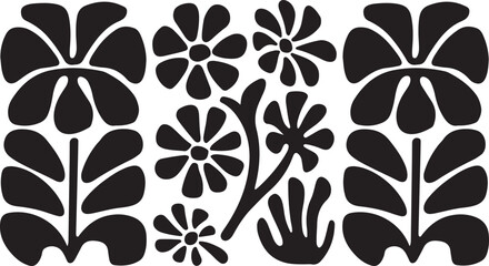 Matisse curves aestethic seamless flower patterns | Organic floral doodle shapes in trendy naive retro hippie 60s 70s style | Groovy abstract flower art | Floral doodle naive patterns | Trendy