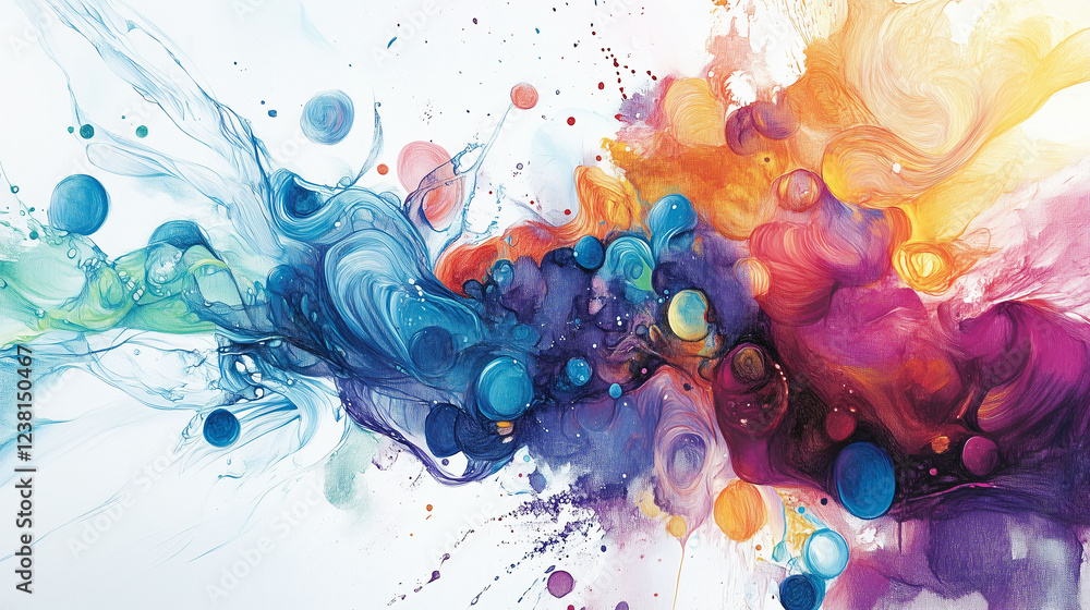 Poster creative fusion of colored swirls and graphite textures in an abstract form. generative ai