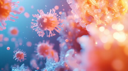 3D rendering of bacteria and microorganisms in the background.