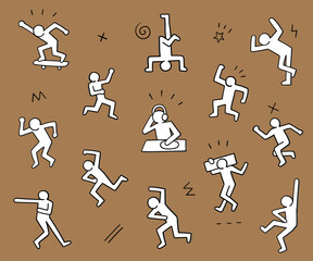 People dance party dudes characters vector collection