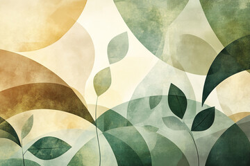 Abstract representation of leaves and greenery in soft colors showcasing a serene nature theme
