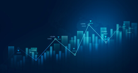 Financial exchange stock market and economic data business investment.Stock growth graph chart and analysis.