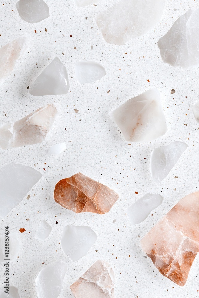 Poster this terrazzo background features a soft gradient from white to light gray, accented with subtle spe
