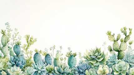 Beautiful Watercolor Cactus and Succulent Design for Backgrounds