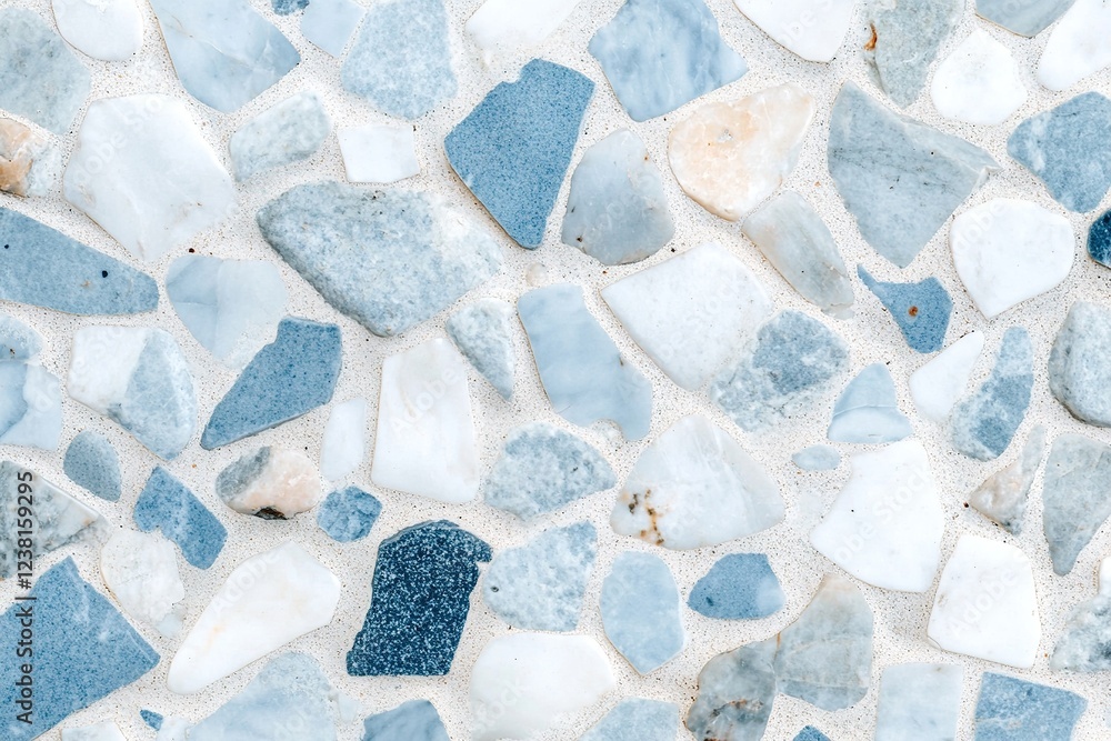 Poster this terrazzo pattern features a soft pastel blue base adorned with tiny white and gray flecks, crea