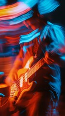 Image of Abstract motion blur of guitarist with vibrant neon lights
Concept: live music, energetic performance, neon art, dynamic motion, artistic photography printed on Printed Glass Basin Splashbacks