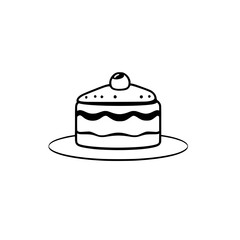 A delectable layered cake, adorned with a luscious cream topping and a single cherry. This image is perfect for food blogs, dessert menus, or any culinary-themed project.