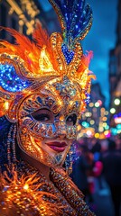 Obraz premium Joyful carnival spirit a bright encounter in new orleans