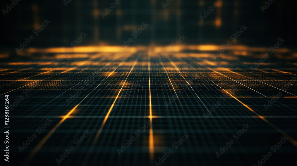 Aufkleber Digital grid with glowing points representing data flow in a futuristic environment
