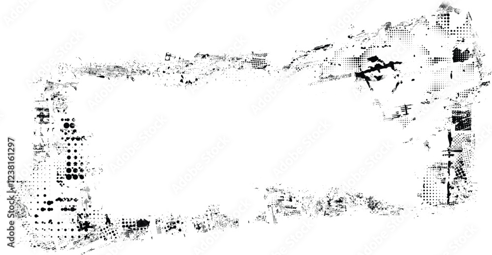 Poster grunge textured banner with rough edges. halftone dots texture. overlay grunge texture . simply plac