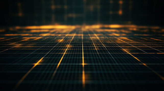Digital grid with glowing points representing data flow in a futuristic environment