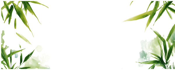 bamboo frame green watercolor background