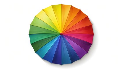 Obraz premium Vibrant Colorful Umbrella Overhead View on White Background - Stock Photo