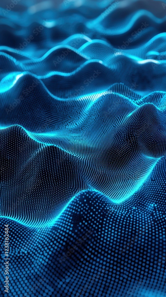 Poster abstract blue digital waves with smooth patterns and light effects