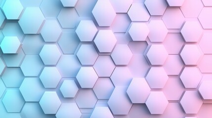 Naklejka premium Abstract hexagonal pattern in soft pastel colors, ideal for backgrounds in technology, design, or digital projects, Its soothing aesthetic can enhance visual appeal in various creative applications,