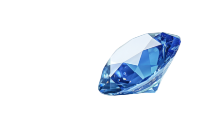 Large sparkling blue diamond on transparent background