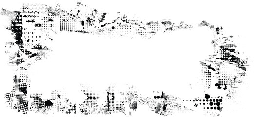 Grunge textured banner with rough edges. Halftone dots texture. Overlay grunge texture . Simply place texture over any object to create grunge effect . Banner with scratched surface for your design. 