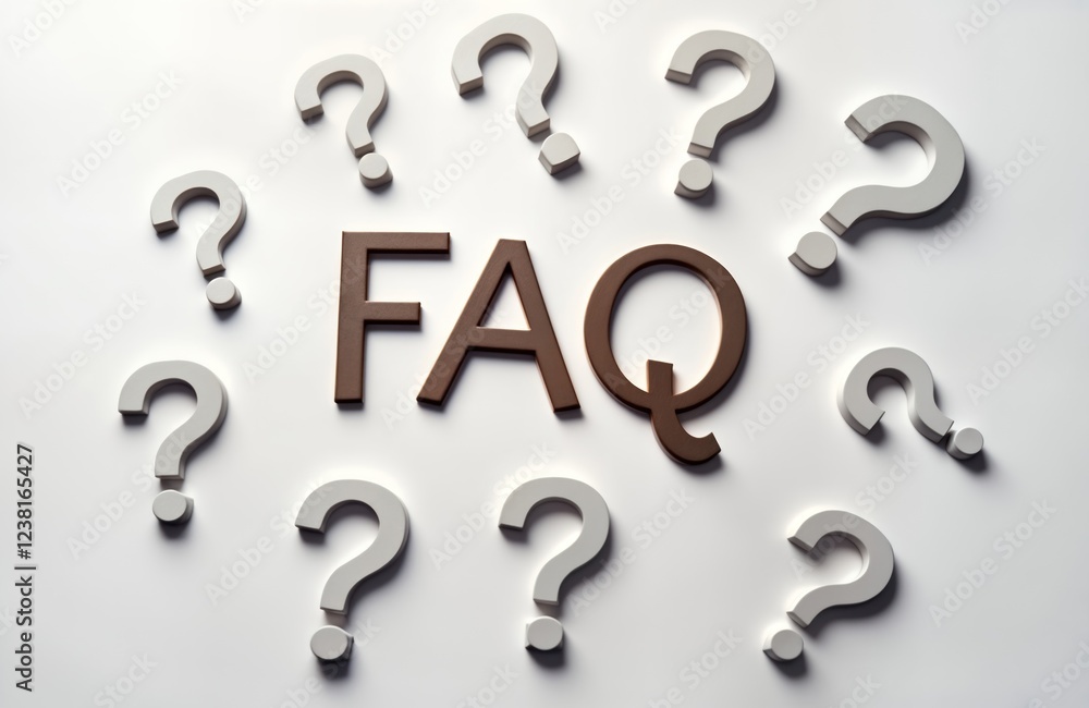 Poster faq concept illustration. frequently asked questions displayed with question marks. abstract design 