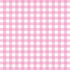 Pink and white checkered background, vector illustration. Cartoon colorful hearts isolated on white background