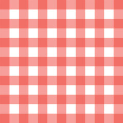 Red and white checkered background, vector illustration. Cartoon colorful hearts isolated on white background