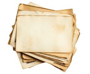 Heap of retro photographs, isolated on transparent cutout background