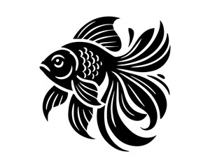 black Goldfish vector silhouette desing isolated on white backgrouund