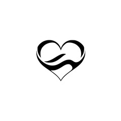 Abstract Heart Wave Design: Minimalist Black and White Vector Graphic, Perfect for Logo or Icon