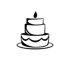 A delightful three-layered cake with a single candle, perfect for birthdays or any special occasion. This simple yet elegant design is sure to impress.
