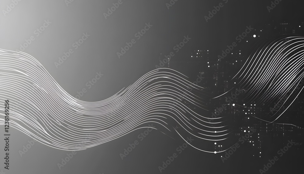 Poster abstract grayscale wave lines pattern design