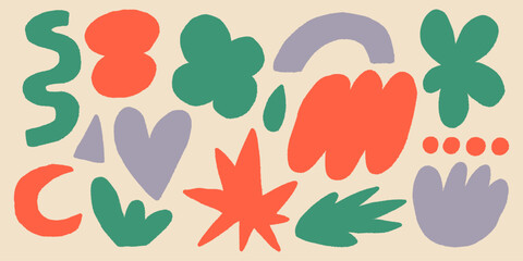 Kid Doodle Colorful Crayon Shape Set. Organic Texture Funky Pencil Figure. Vector Graphic Element