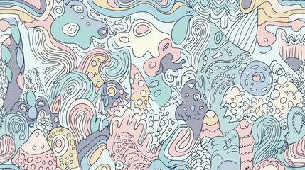 Naklejka premium Colorful Abstract Swirls and Shapes in Soft Pastel Palette Design