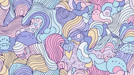 Colorful Abstract Waves and Swirls in Pastel Tones for Background Use