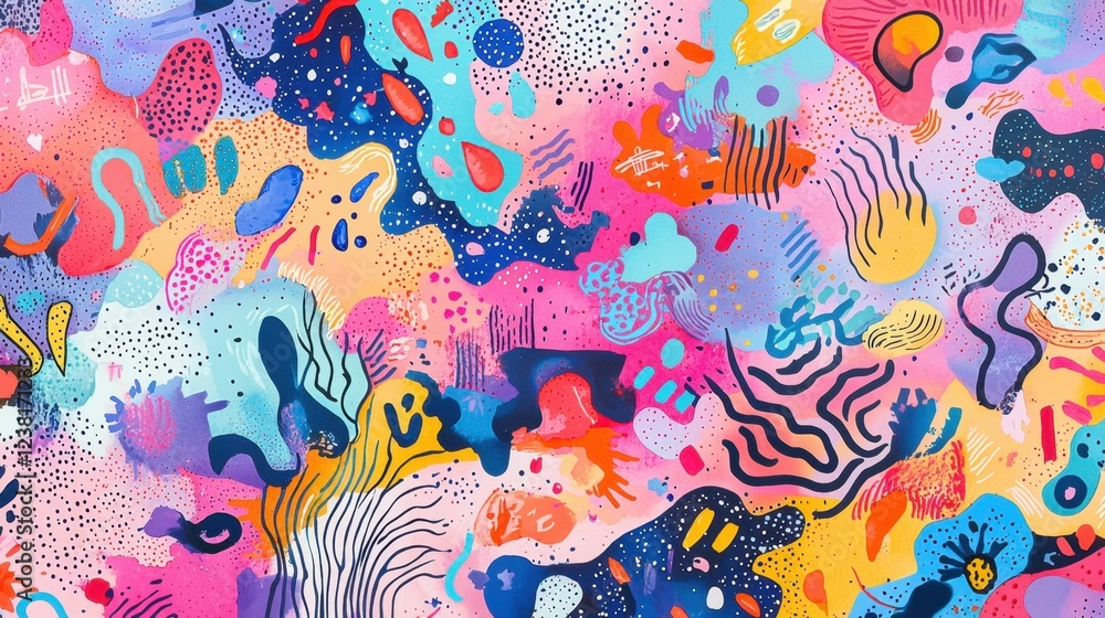 Poster bright abstract pattern design with colorful shapes and textures