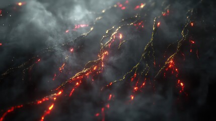 Shadowy tendrils glowing red and gold in spectral mist