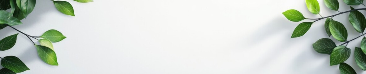 Fototapeta premium A white background with green leaves on it