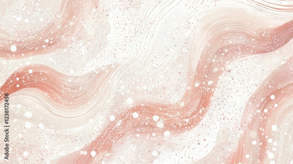 Poster soft abstract wave patterns with delicate hues and sparkling dots
