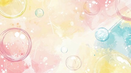 Soft Pastel Background with Abstract Bubbles and Artistic Splashes