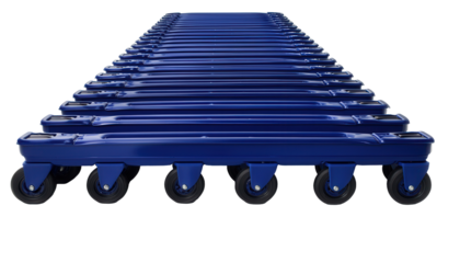 Industrial carts in motion warehouse product studio eye-level transparent background