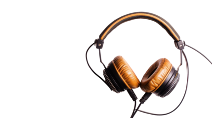 Professional headphones isolated on transparent background, perfect for music production