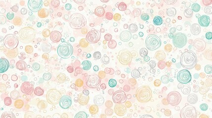 Colorful Abstract Swirl Pattern with Light Pastel Tones and Shapes