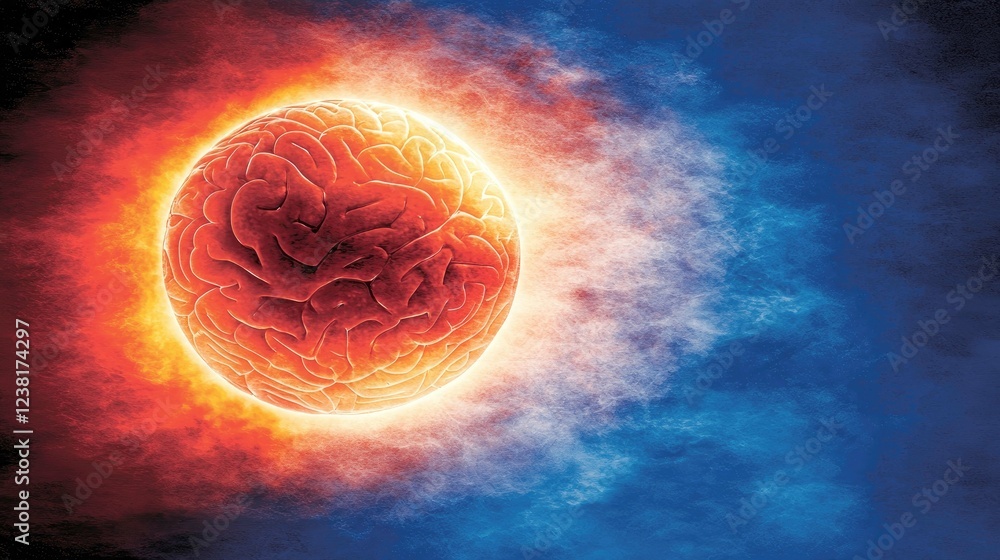 Poster cosmic brain: a fiery journey into the depths of consciousness, exploring the boundless potential of