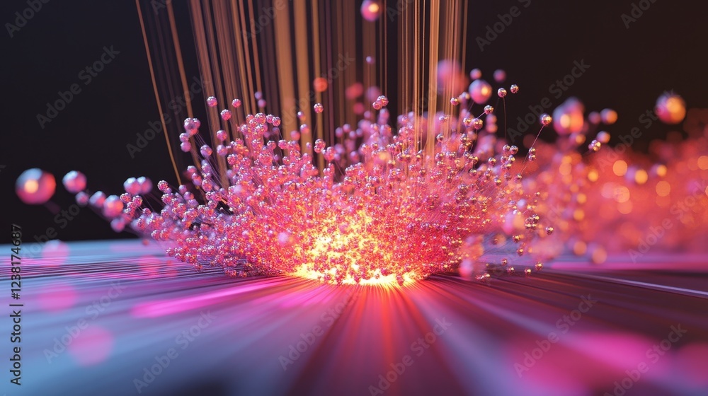 Poster 3d model showing the interaction of electrons with photons in a particle physics experiment