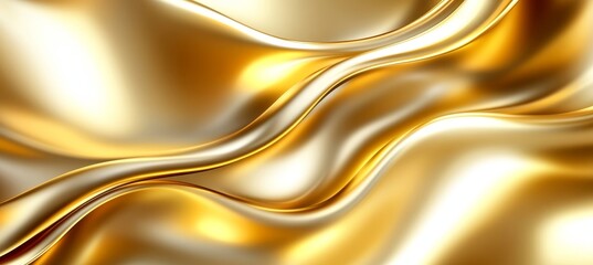 Liquid Gold Luxury Elegant Abstract Background with Flowing Metallic Texture, 3D Render