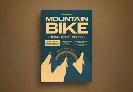 Navy Bold Minimalism Mountain Bike Flyer Layout